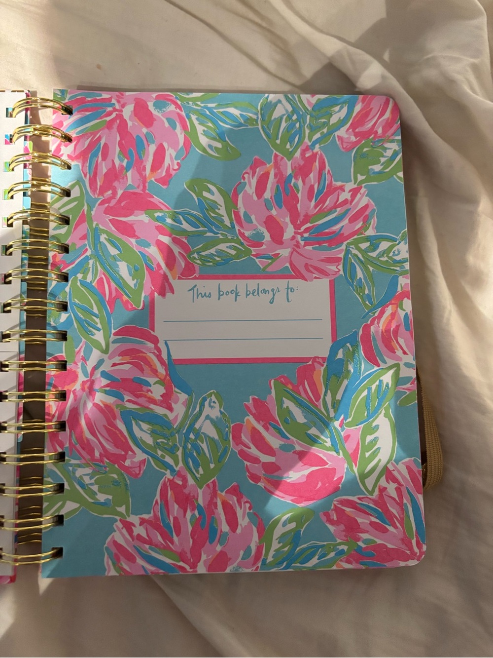 Lilly Pulitzer Turquoise Notebook with Pink & Gold Floral Accents - Picture 4 of 5
